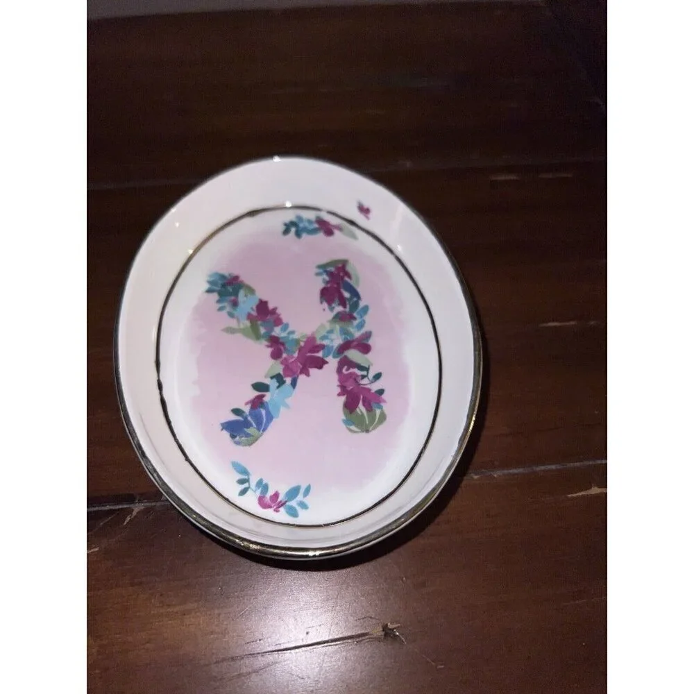 ANTHROPOLOGIE Trinket Dish Monogram Meadow Letter “K”